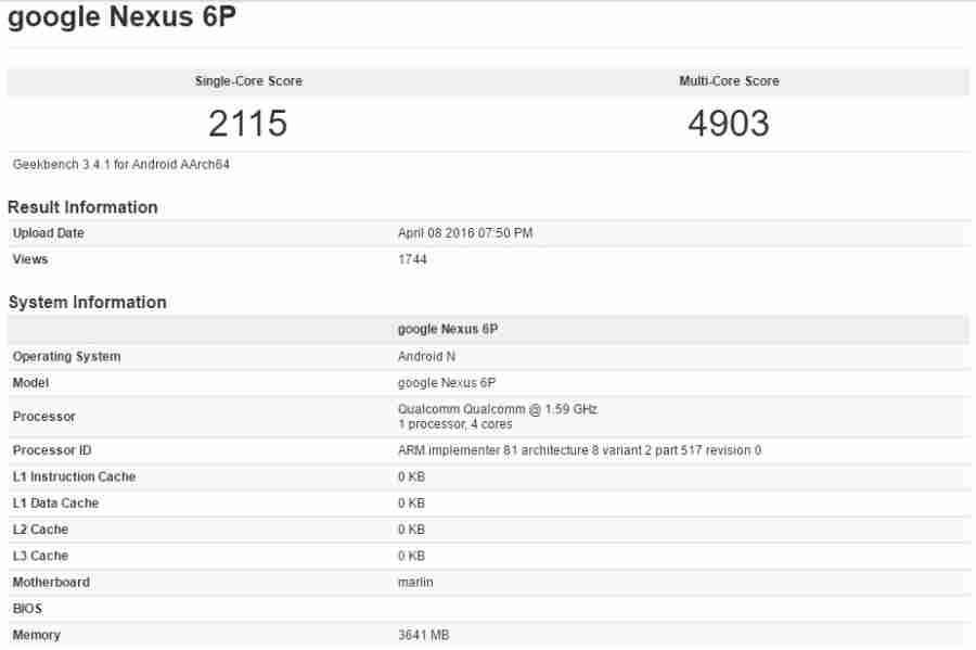 Geekbench test