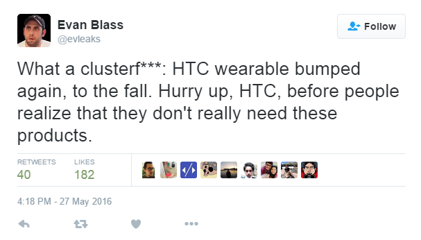 Evan blass chytré hodinky od HTC opět přesunuty!