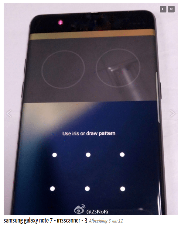 Iris skener Galaxy Note 7