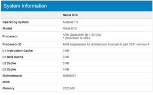 Specifikace Nokia D1C