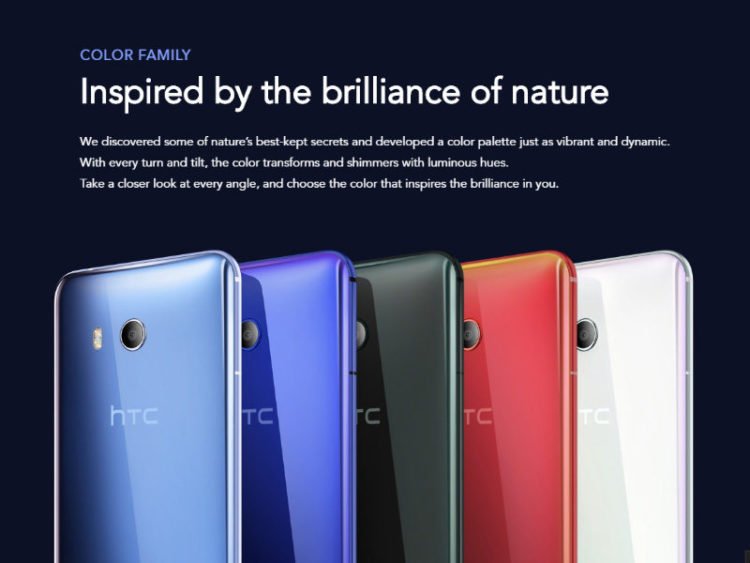 HTC U11 v 5 barevných variantách
