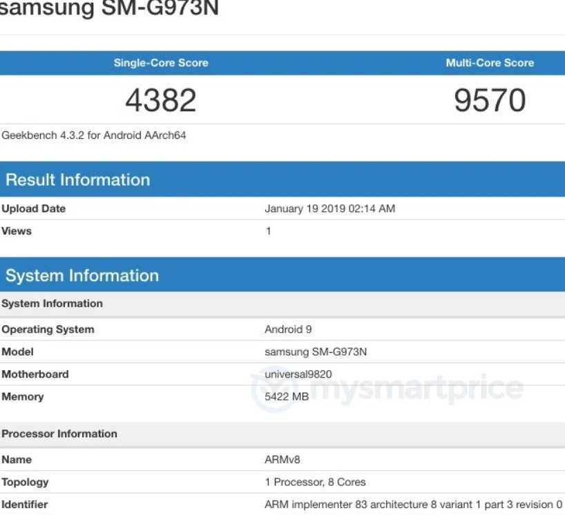 Samsung Galaxy S10 Exynos 9820