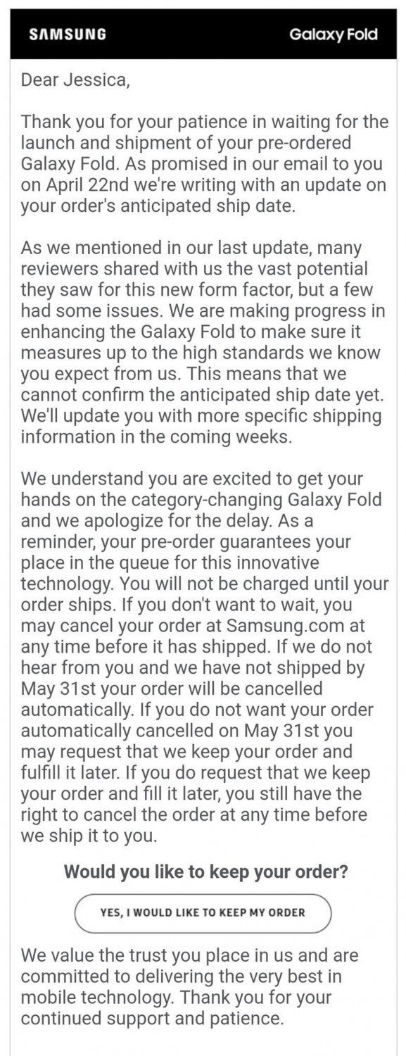 Email od Samsungu