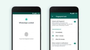 WhatsApp aplikace se snímačem otisků prstů