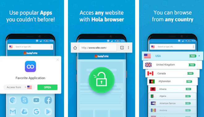 Aplikace na mobil Hola Free VPN Proxy
