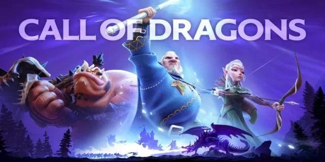 Drak plující nad fantastickou krajinou Tamarisu v Call of Dragons