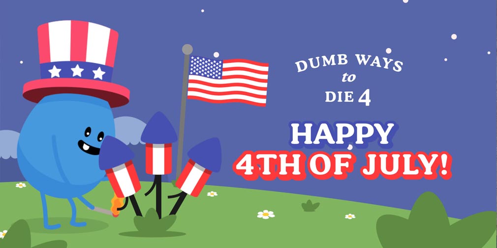 "Dumb Ways to Die 4 oslavuje americký Den nezávislosti s novými mini-hrami plnými ohňostrojů!"