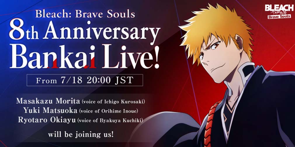 KLab Inc. oznámil oslavu 8. výročí hry Bleach: Brave Souls s vystoupením oblíbených dabérů a soutěží o originální suvenýry