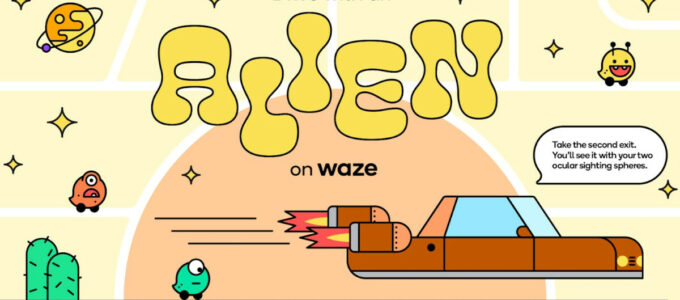 Waze představuje novou tématiku "Mimozemšťan" s novým vozem Hover, který zastupuje váš vůz na navigační mapě Waze.