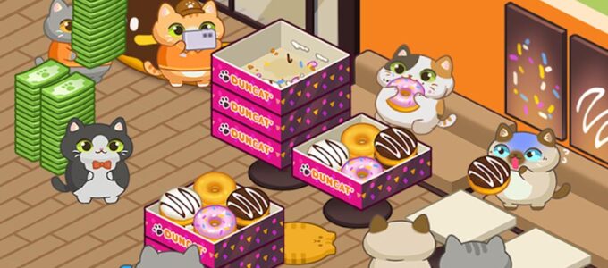 Najměte chlupaté kočky k servírování koblih pro kočky v Cat in Donuts: Sweet Shop, k dispozici na iOS a Androidu