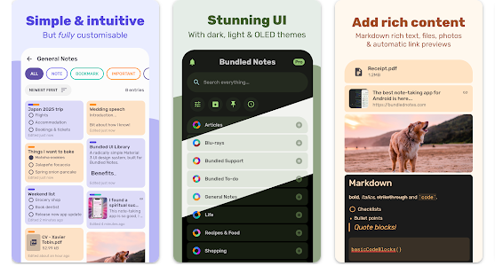 Mobilní aplikace Bundled Notes