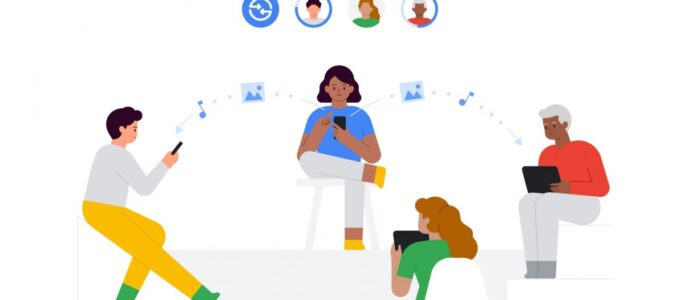 Google QuickShare s Apple telefony