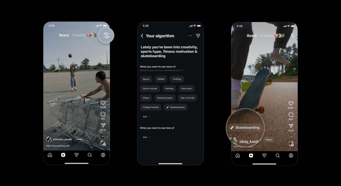 Instagram vám dá více volnosti v algoritmu, který zobrazuje reels.
