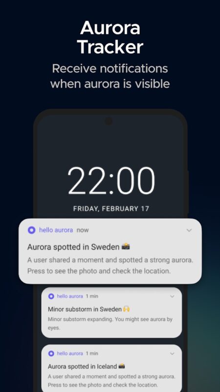 Aplikace na mobil Hello Aurora: Polární záře