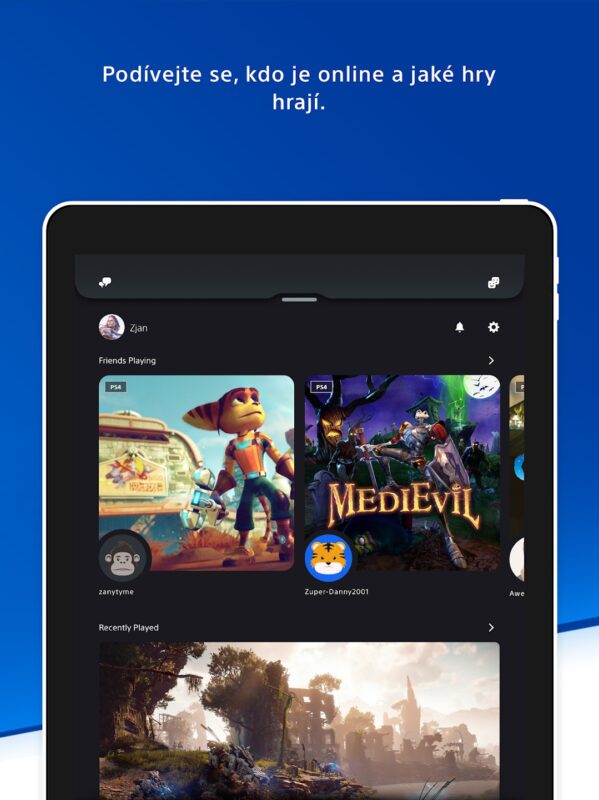 Aplikace na mobil PlayStation App