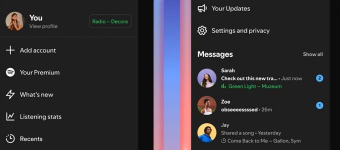 Spotify real-time sdílení toho, co posloucháte.