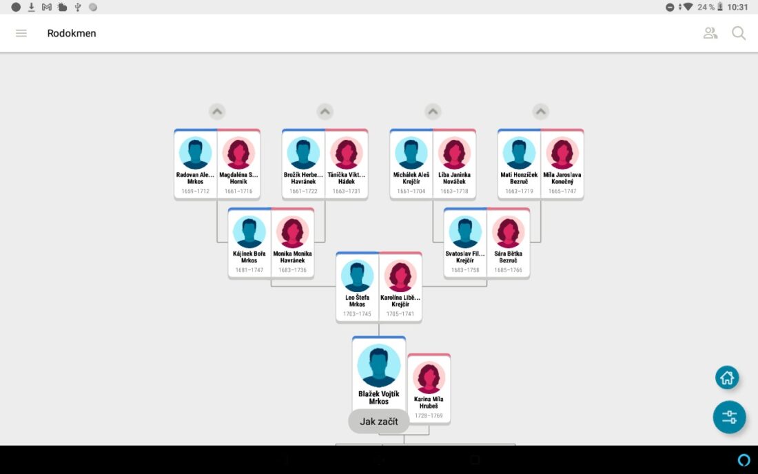 Aplikace na mobil FamilySearch Rodokmen