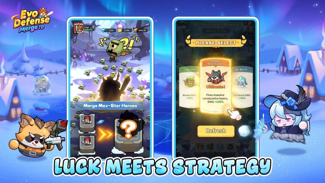 Mobilní hra Evo Defense: Merge TD