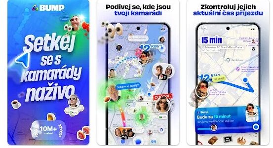 Mobilní aplikace Bump - mapa pro přátele