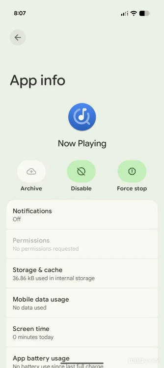 Google Pixel Now Playing aplikace