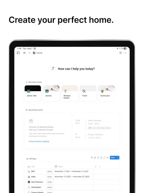 Aplikace na mobil Notion