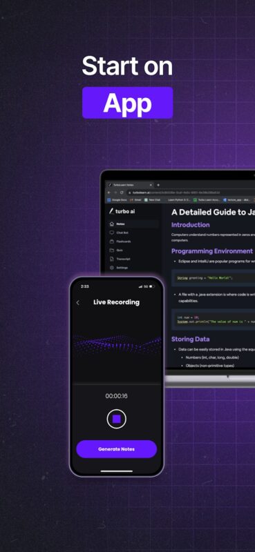Aplikace Turbo AI - Notetaker