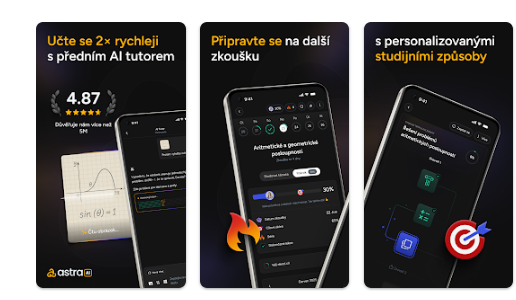 Aplikace Astra AI: Příprava na zkoušky