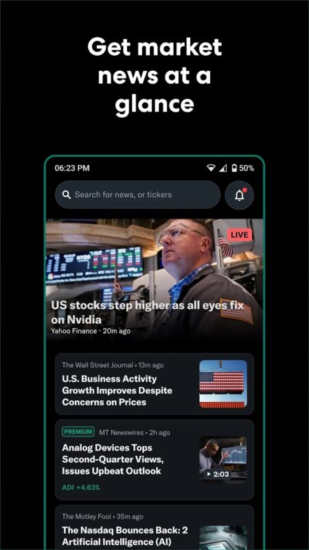 Yahoo Finance aplikace