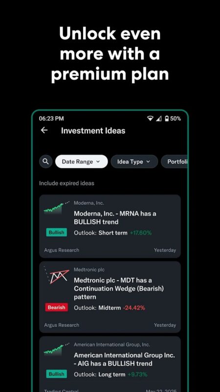 Yahoo Finance aplikace